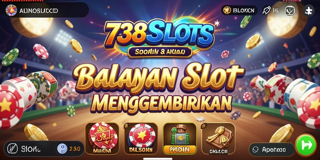 Screenshot gameplay 738SLOTS dengan balapan seru di trek yang penuh warna.