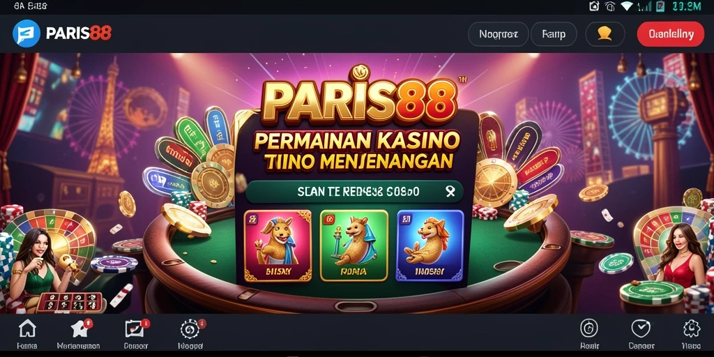 Screenshot menampilkan gameplay menarik di PARIS88 dengan berbagai permainan kasino.
