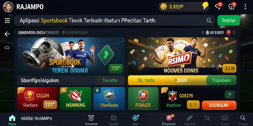Tampilan utama RAJAMPO menampilkan berbagai pilihan taruhan olahraga.