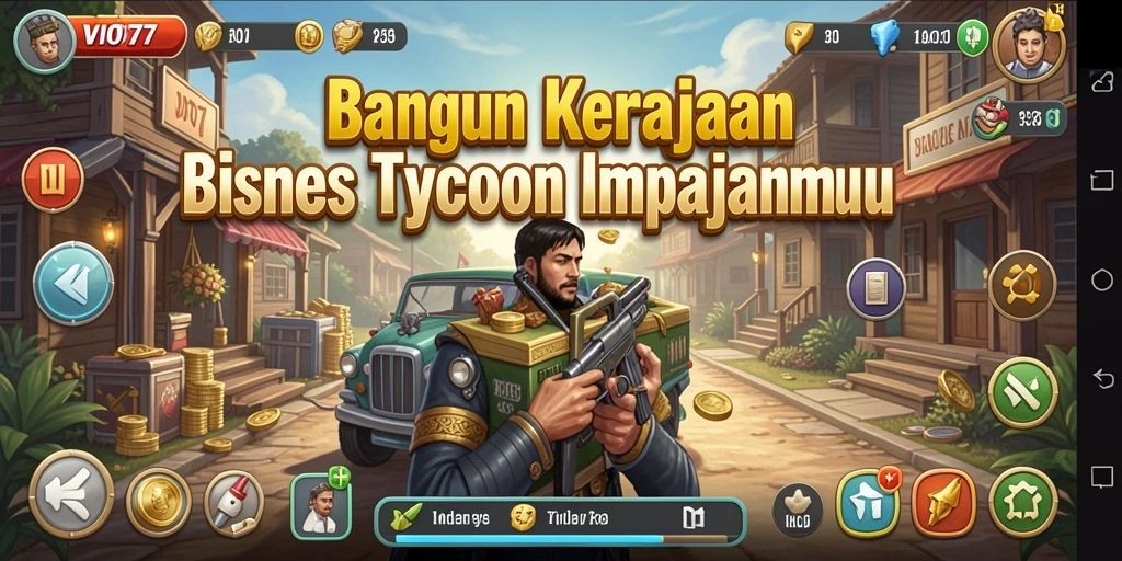 Screenshot menunjukkan momen seru dalam mengelola bisnis Tycoon.